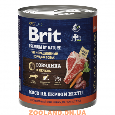 Brit Premium By Nature консервы с говядина и печенью для взрослых собак всех пород