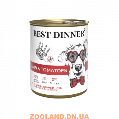 Best Dinner Консерва для щенков и взрослых собак Ягненок с томатами