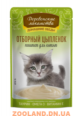 Деревенские лакомства Отборный цыпленок — паштет для котят