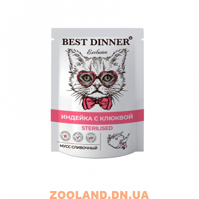 Best Dinner Пауч для стерилизованных кошек Мусс сливочный Индейка с клюквой
