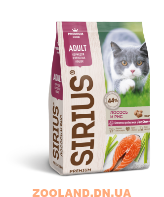 Sirius Сириус Сухой корм для кошек лосось и рис