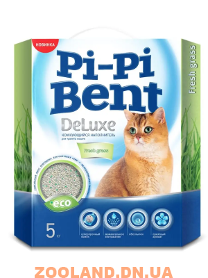 Наполнитель DeLuxe Fresh grass Пи-Пи-Бент комкующийся