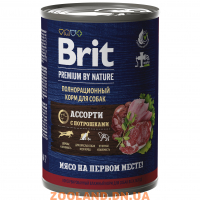 Brit Premium by Nature консервы с мясным ассорти с потрошками для собак всех пород