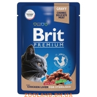 Brit Premium для взрослых стерилизованных кошек куриная печень в соусе