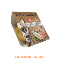 Best Dinner Holistic Влажный корм для взрослых и стерилизованных кошек мясные волокна в желе Индейка с белой рыбой