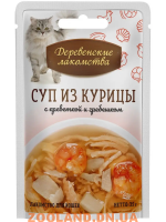 Деревенские лакомства Суп из курицы с креветкой и гребешком