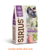 Sirius Сириус Сухой корм для стерилизованных кошек с индейкой и курицей