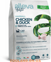 Alleva Holistic Hairball для взрослых кошек, склонных к образованию комков шерсти и длинношерстных пород с курицей и уткой
